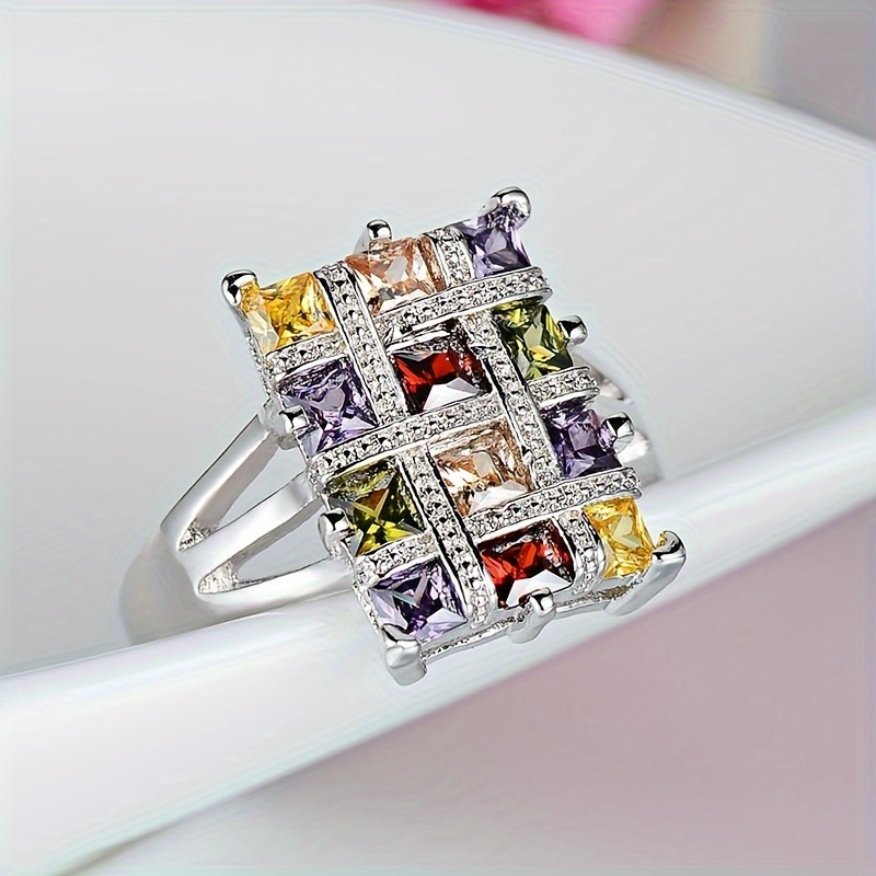 

Inlaid Colorful Zirconia Finger Ring Female Finger Jewelry Accessories For Women Wedding Ring