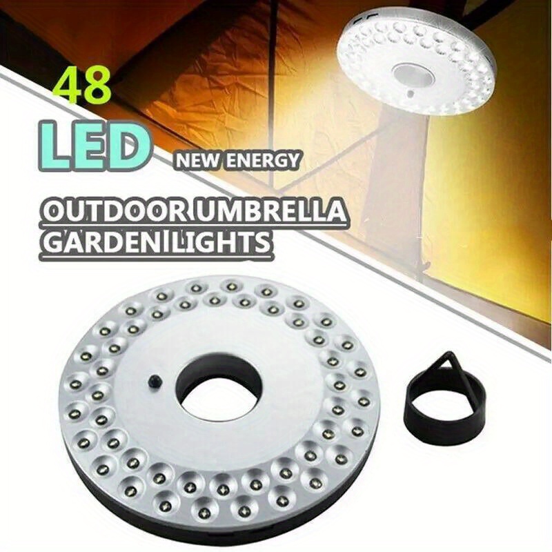 

Versatile 48-led Patio Umbrella Light With Adjustable Brightness - Perfect For Camping & Outdoor Activities, Includes Hanger Hook