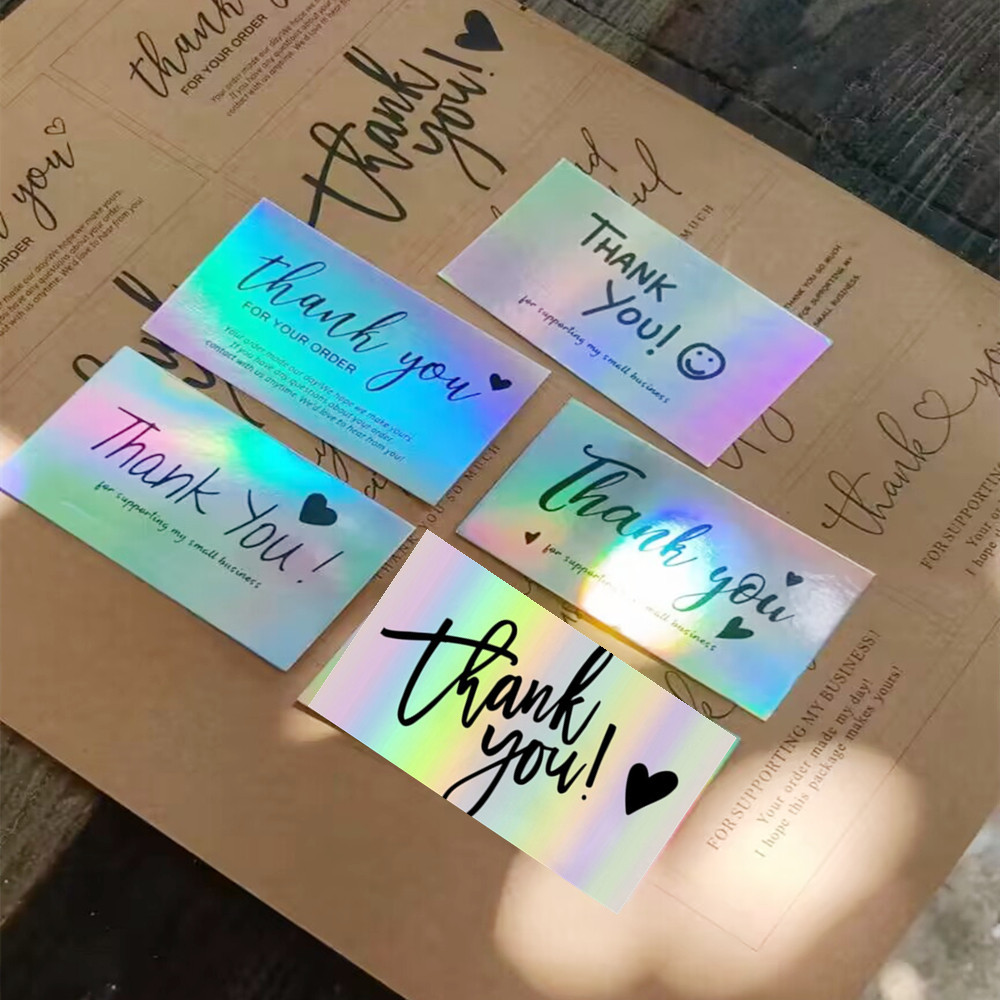 

50pcs/pack 9 * 5cm Laser Reflective Thank You Card " Thank You" Card, Wedding, Holiday Gift Card, Store Thank You Gift Card