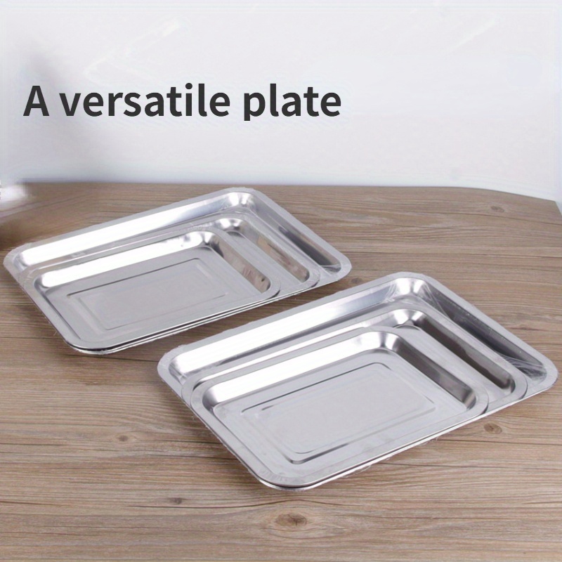 

Versatile Stainless Steel Square Plates: Perfect For Bbq, Vegetables, Grilled Fish, Cafeteria Rice, And Large Capacity Dining - Made Of High-quality Stainless Steel