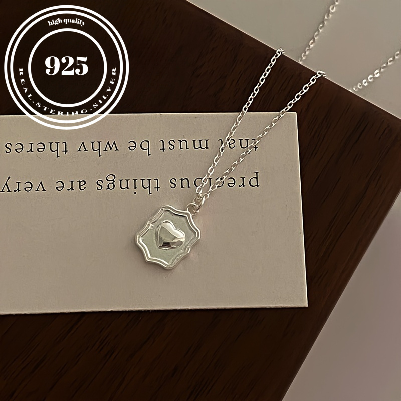 

1pc 925 Sterling Label Design Pendant Necklace, Minimalist Elegant Low Allergy Jewelry Gift, 1.17g/0.04oz