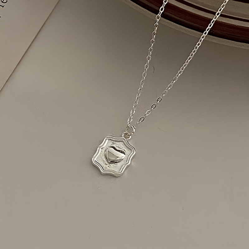 TEMU 1pc 925 Sterling 925 Label Design Pendant Necklace Minimalist Elegant Daily Wear Low Allergy Jewelry Gifts For Men And Women.1.17g/0.04oz
