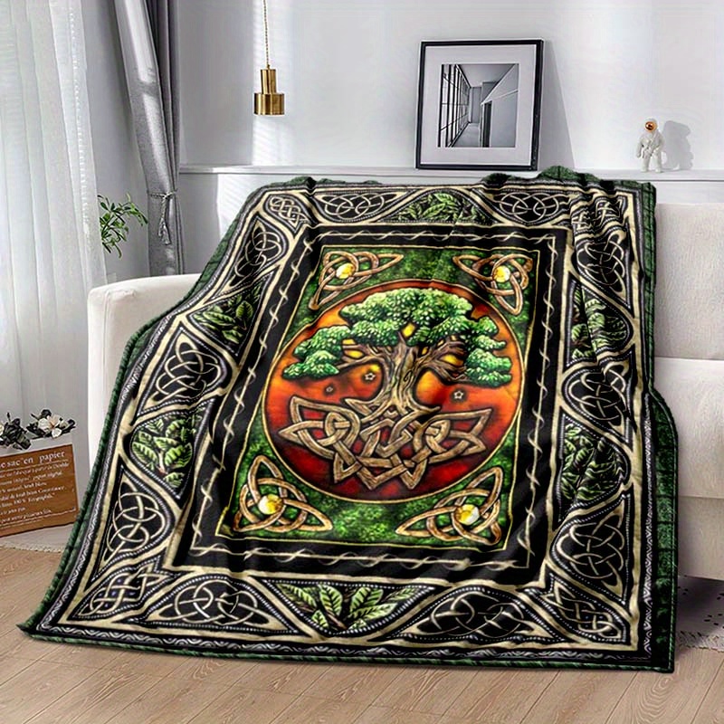 

Celtic Life Tree 3d Blanket: Festive Throw For Bedroom, Living Room, Sofa, Dorm, Picnic, Indoor Chair, Birthday Gifts