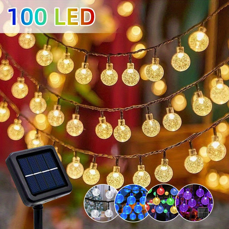 

Solar-powered 100 Led Crystal Globe String Lights - 8 Modes, Waterproof, Outdoor Decorations For Festive Occasions - Perfect For Christmas, , Valentine's Day, New Year's, And More!