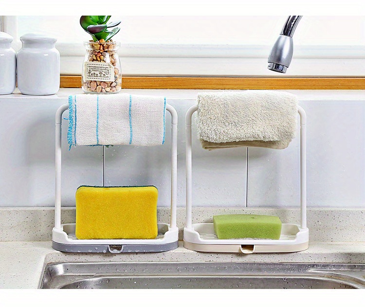   countertop organizer no drill sponge towel holder dishcloth drain rack for bathroom and kitchen storage mini dishcloth hanging rack details 3