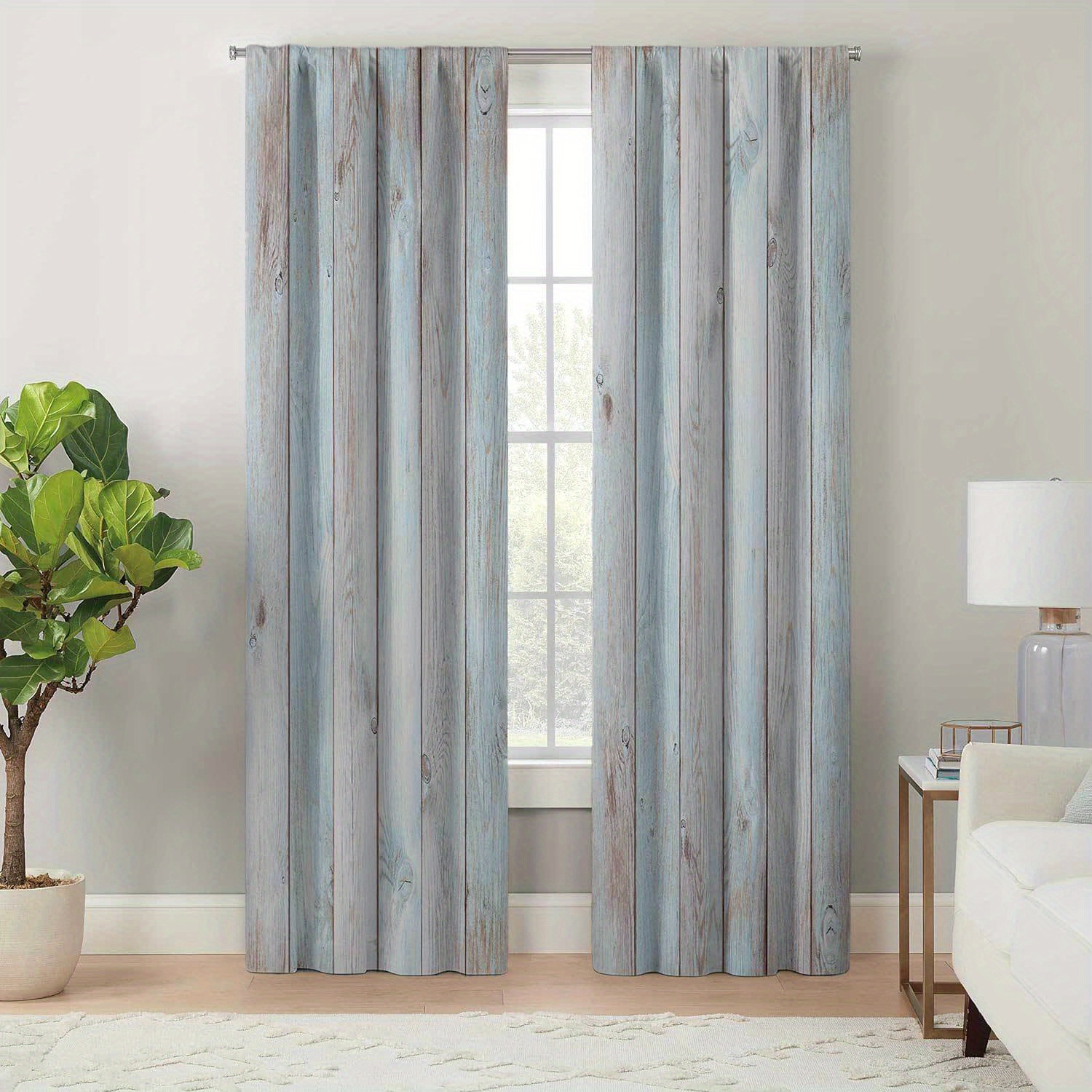 

Boho Polyester Jacquard Doorway Curtains With Wood Grain Print, Easy To , , And Easy To Hang With Tie Back For Living Room - Machine Washable