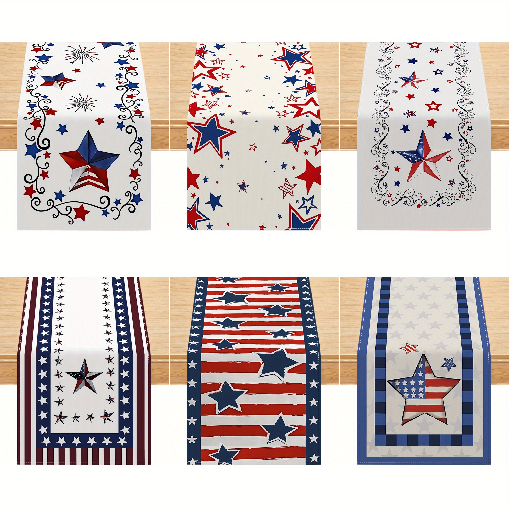 

1pc, 4th Of July Table Runner Patriotic Stars Table Runners Independence Day Fireworks Cotton American Flag Linen Dresser Scarf Kitchen Dining Table Decor For Memorial Day Holiday Party 13x72 Inch