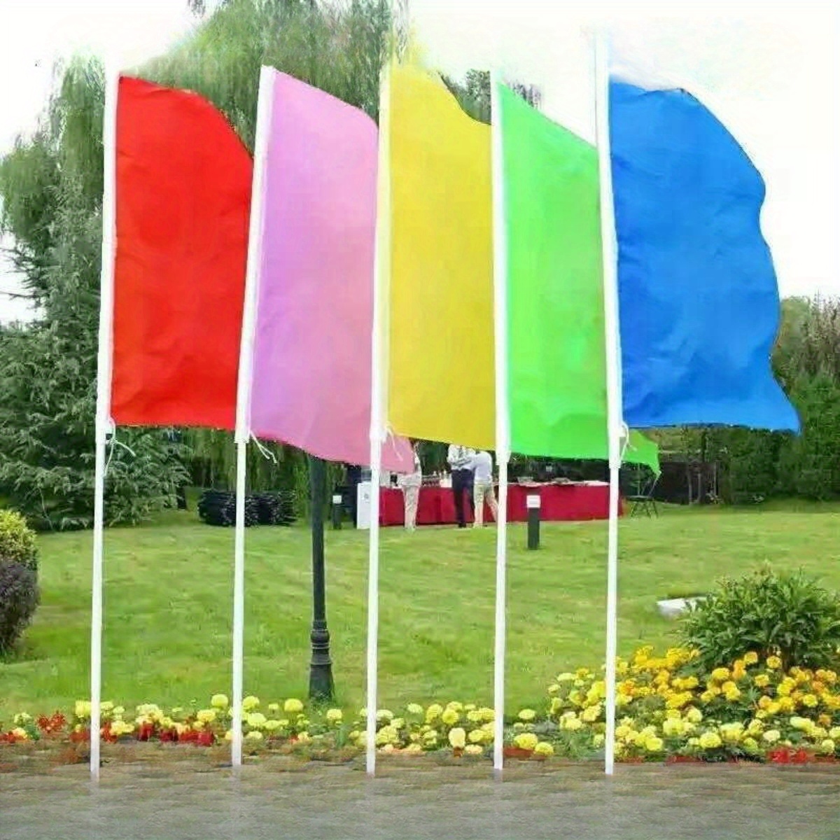 

10pcs Colorful Taffeta Outdoor Flags Set - Knife Style Logo Flagpole Hardware, No Electricity Or Battery Needed, Ideal For Tour Guides & Fire Prevention Signage