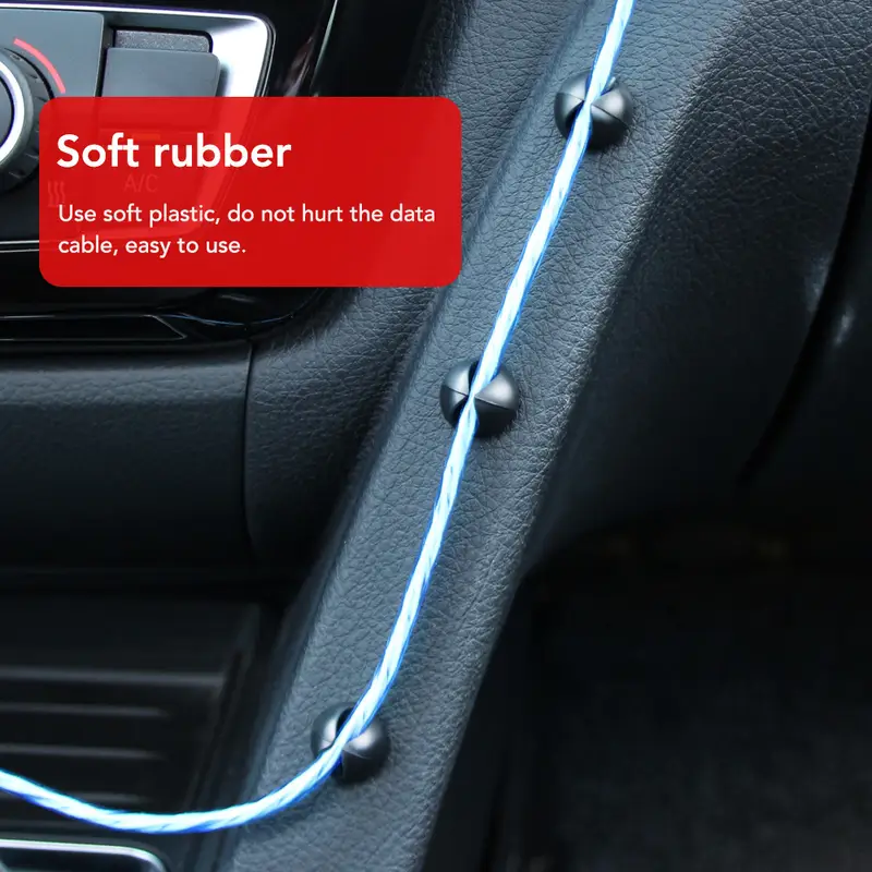 10pcs black silicone cable organizers for car dashboard cord holders for phone charger headphone management compact auto interior accessories details 5