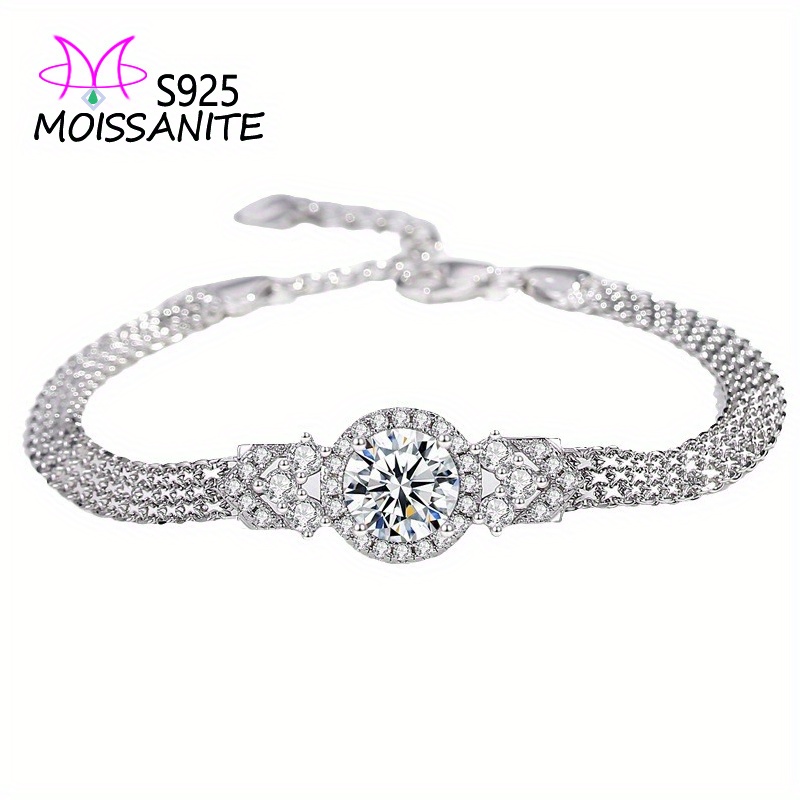 

925 2 Moissanite Round Bag New Bracelet For Men And Women And Sweet Girly Personality Temperament Gi