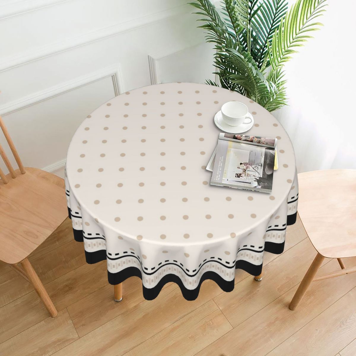 

Round Polyester Tablecloth, Elegant Machine-woven, Oil-resistant, Non-slip, Luxury Table Cover For Festive, Floral, Plaid, Bohemian Home Dining - 1pc