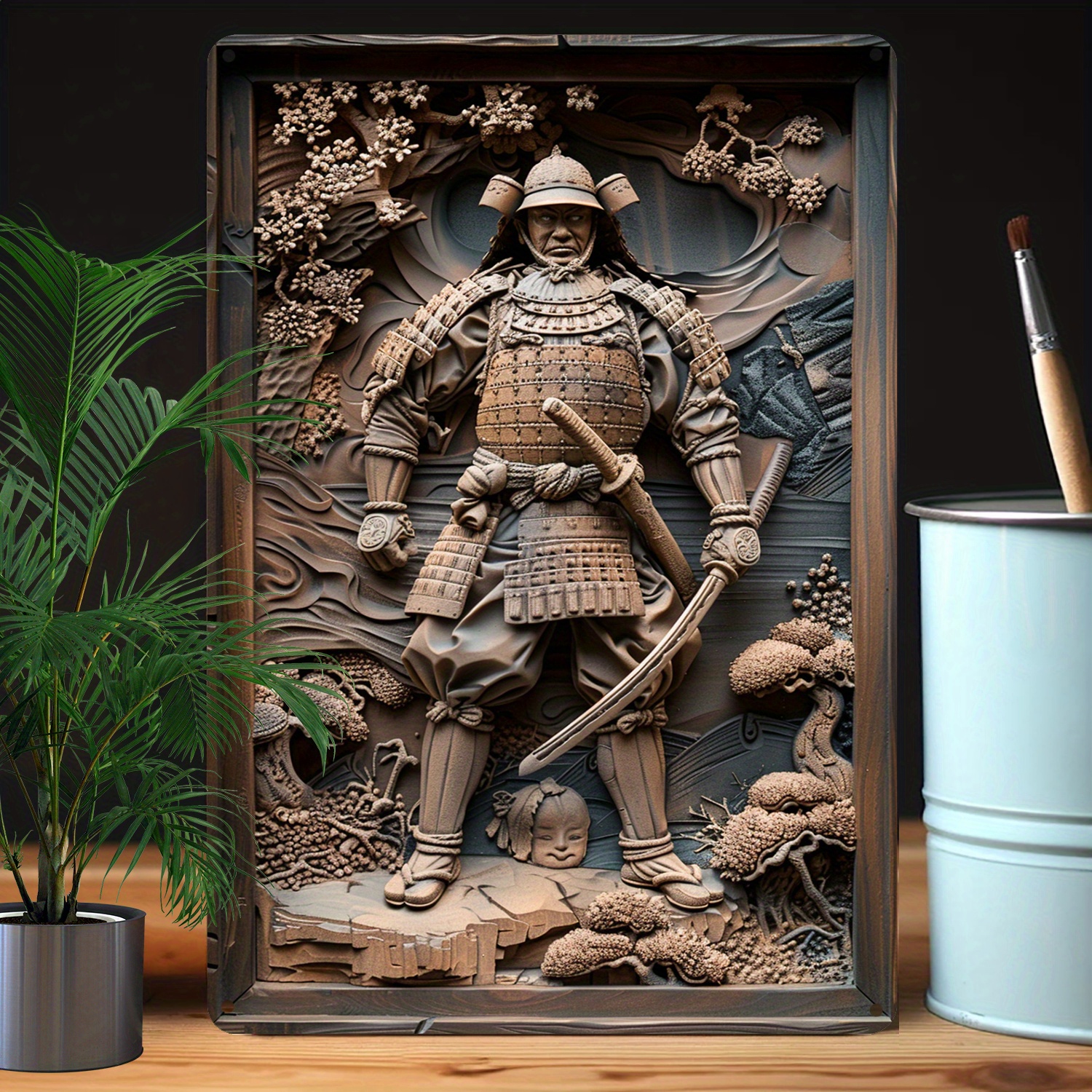 

1pc Samurai Of Japan Theme Aluminum Metal Art - 8x12 Inch Moisture Resistant 3d Relief Tin Sign With Higher Bending Resistance - Durable Wall Decor For Home, Gym, Studio, Classroom - Gift A3244