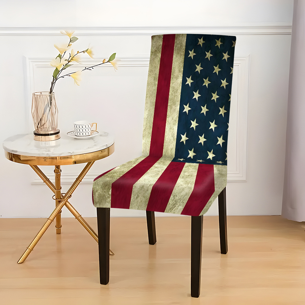 

Fitted Chair Slipcovers 2/4/6pcs - Modern American Flag Pattern, Stretchable Polyester Dining Chair Covers, Machine Washable, Fabric, Slipcover-grip