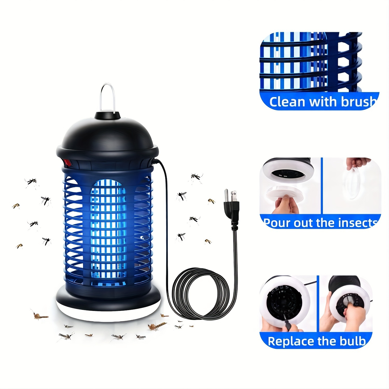 

Mosquito Zapper Indoor, Fly Zapper, Fly Trap, Insect Trap For Garden Backyard Patio, Black, 5ft Power Cord, Mosquito Killer, Home, Kitchen