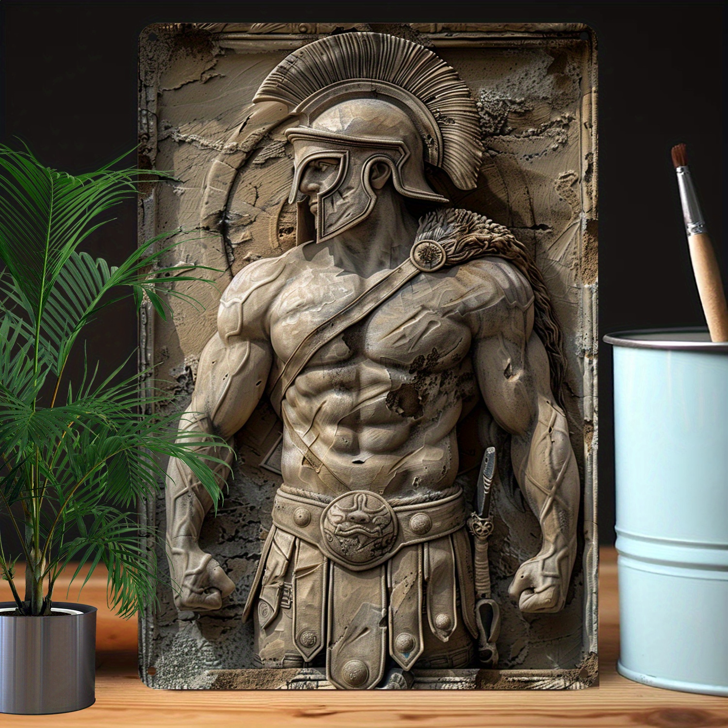 

1pc Aluminum Metal Wall Art, 8x12 Inch Gladiator Theme 3d Relief Sculpture, High Durability & Moisture Resistant Decor For Home Gym, Garden, Bathroom, Funny Vintage Wall Decorations, Unique Gift A3238