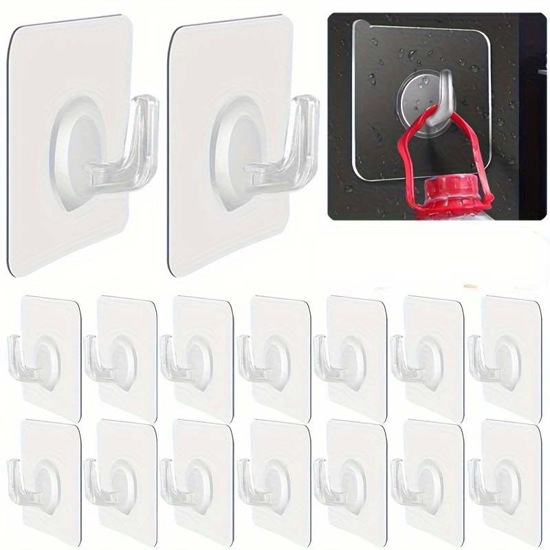 

Heavy-duty Transparent Wall Hooks - Waterproof, Self-adhesive For Kitchen, Bathroom & Coat Storage, 10/20pcs, Robe, Wall Mounted