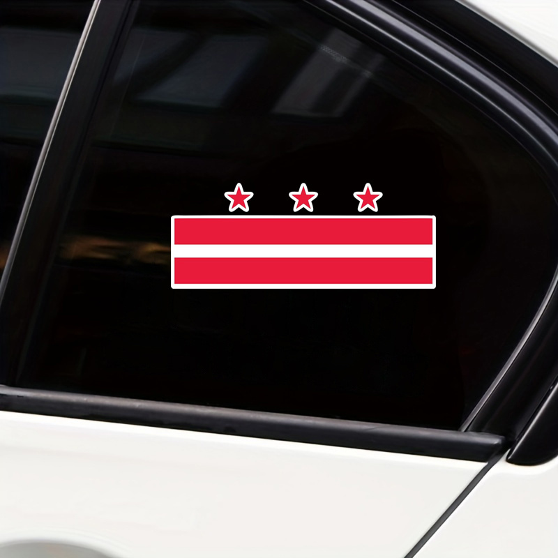 

Washington Dc Flag Car Decal – Vinyl Sticker For Vehicle Window, Self-adhesive, Single Use, Matte Finish, Cartoon Pattern, Irregular Shape, Plastic Surface Compatible – American Capital City Emblem