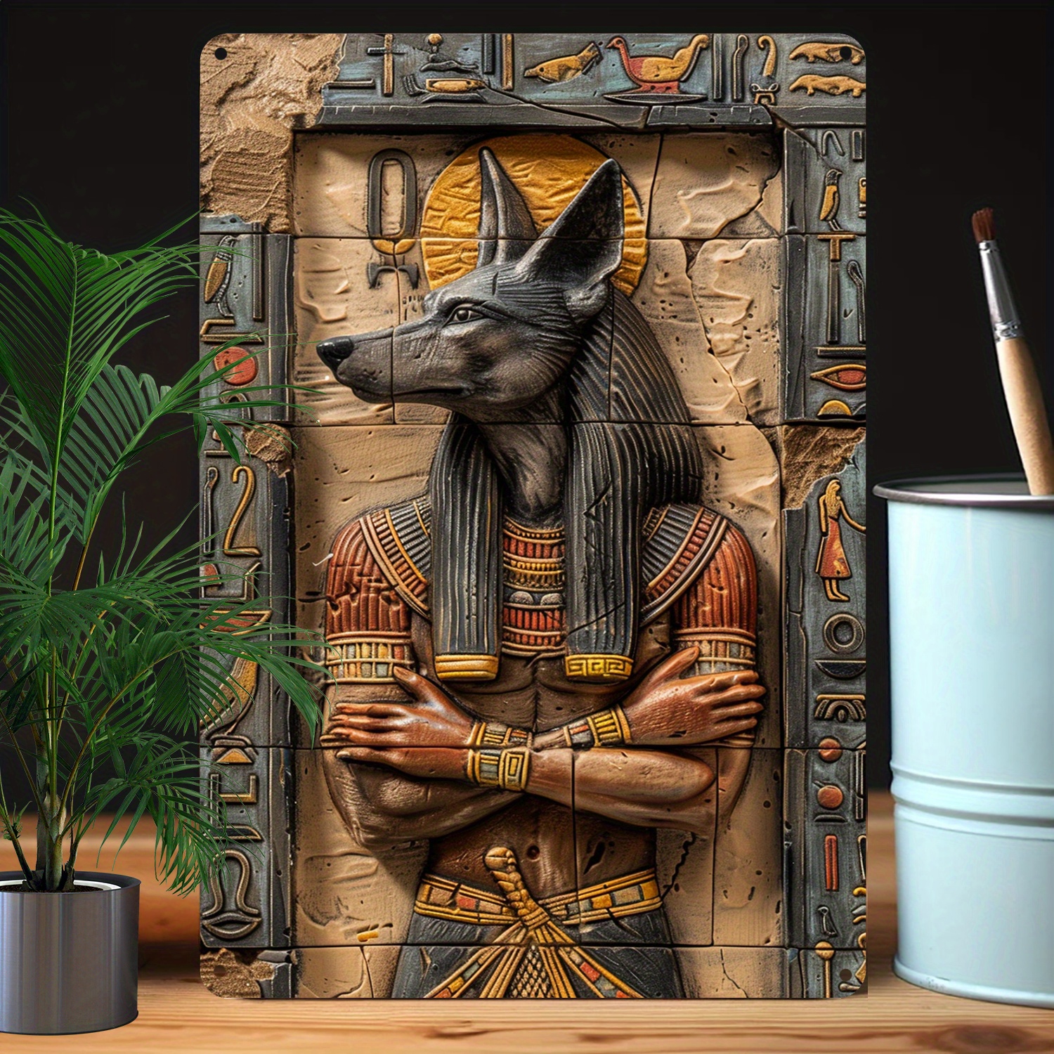 

Vintage Anubis Of Egypt Metal Tin Sign - 8x12 Inches, Perfect For Bedroom, Living Room, Bathroom, Garden, Studio, Or Classroom Decor - Unique Mother's Birthday Gift