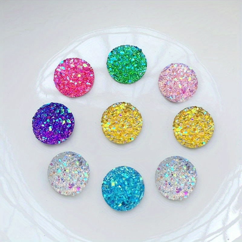 

40pcs Resin Round Colored Glittering Flat-back Patches, Perfect For Phone Case Hair Accessories Jewelry Making