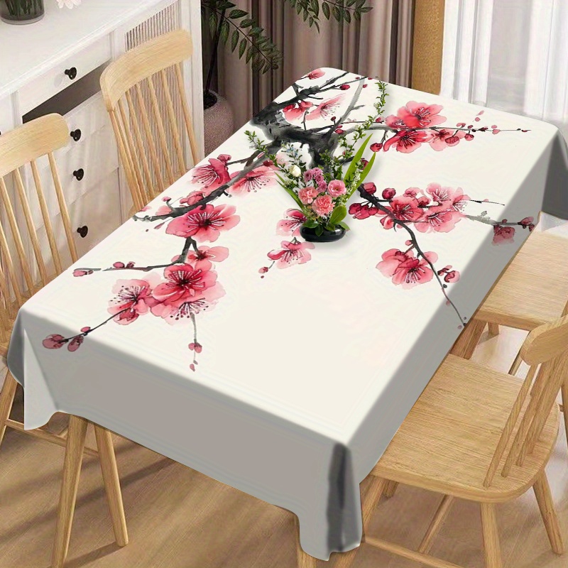 

Rectangle Polyester Tablecloth With Geometric Cherry Design - Machine Woven, Oil And Water Resistant, Heat And Dirt Resistant, Perfect For Dining Table, Party, Restaurant, Tea Table, And More
