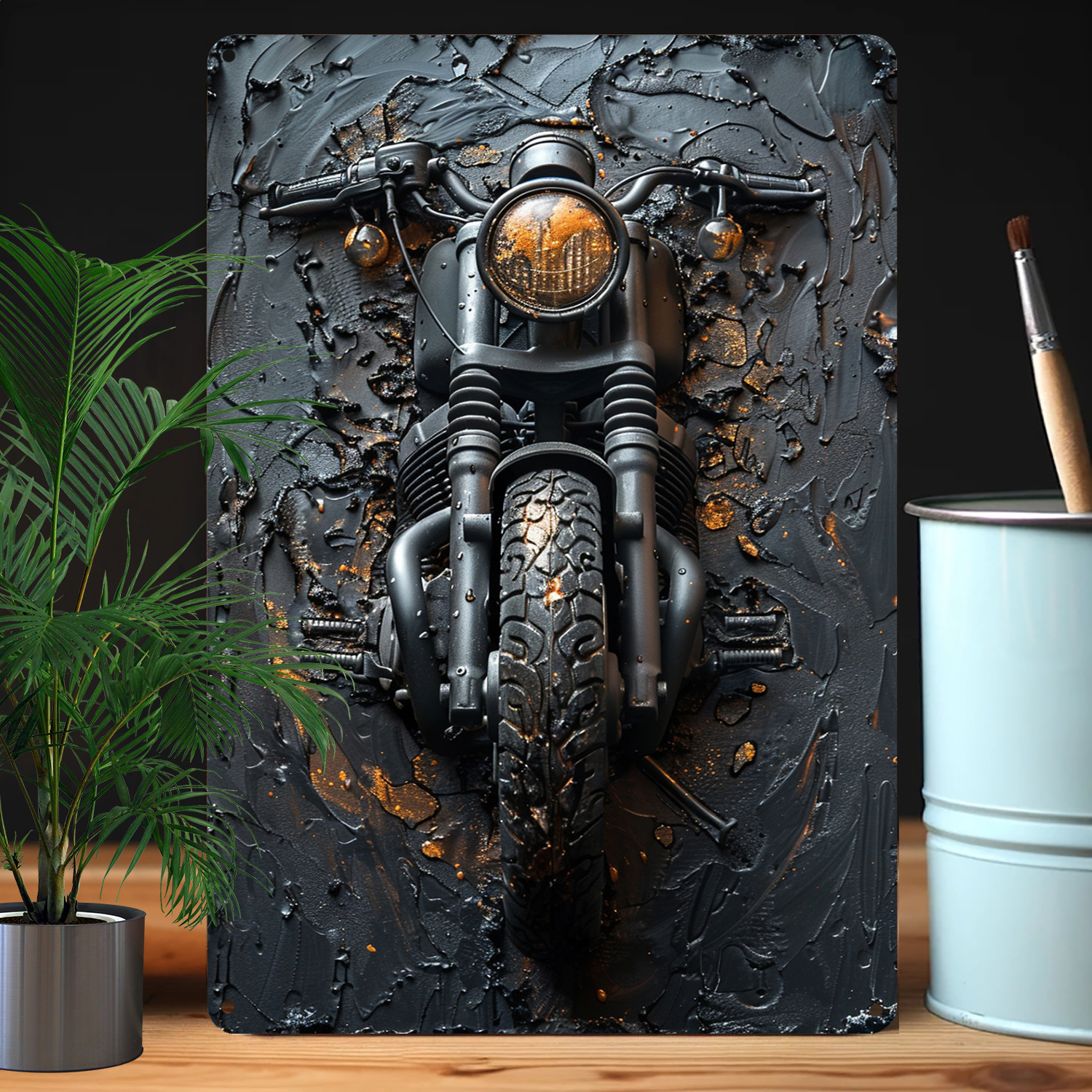 

Motorcycle Embossed Aluminum Wall Art, 8x12 Inch, Durable Metal Decor With 3d Effect, Moisture Resistant For Home, Gym & Office - Vintage Motorcycle Design, Gift For Dad, Unique Decor A2851