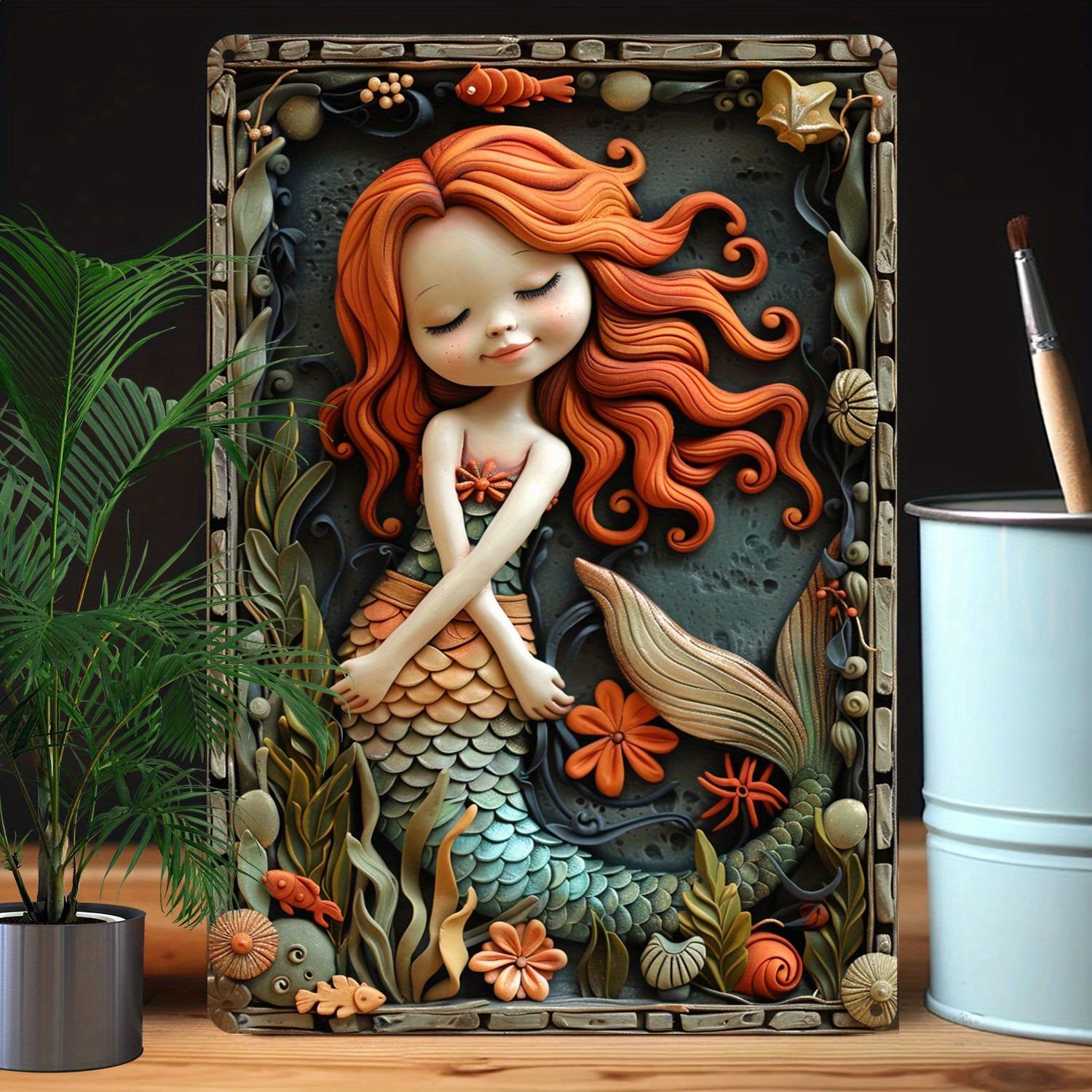 

1pc Moisture-resistant Aluminum Mermaid-themed 3d Effect Metal Wall Art, 8x12 Inch Durable Decorative Tin Sign For Home And Office, With Higher Bending Resistance - Ideal Gift A2462