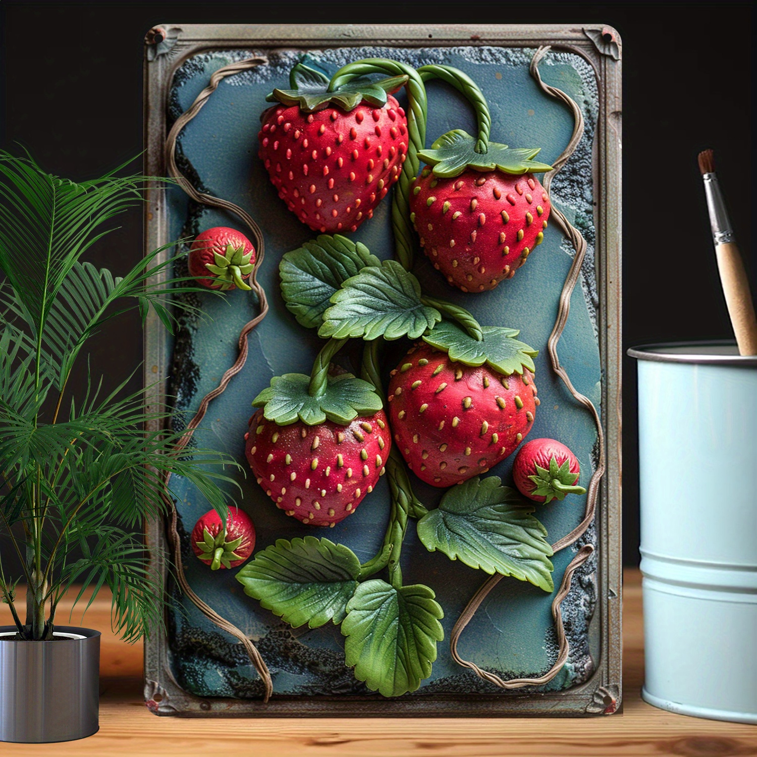 

Strawberry Wall Art Tin Sign - 1pc 8x12 Inch Retro Aluminum Metal Decor With 3d Effects, Moisture-resistant, Enhanced Bending Resistance For Home, Studio & Garden - Unique Gift Idea A2900