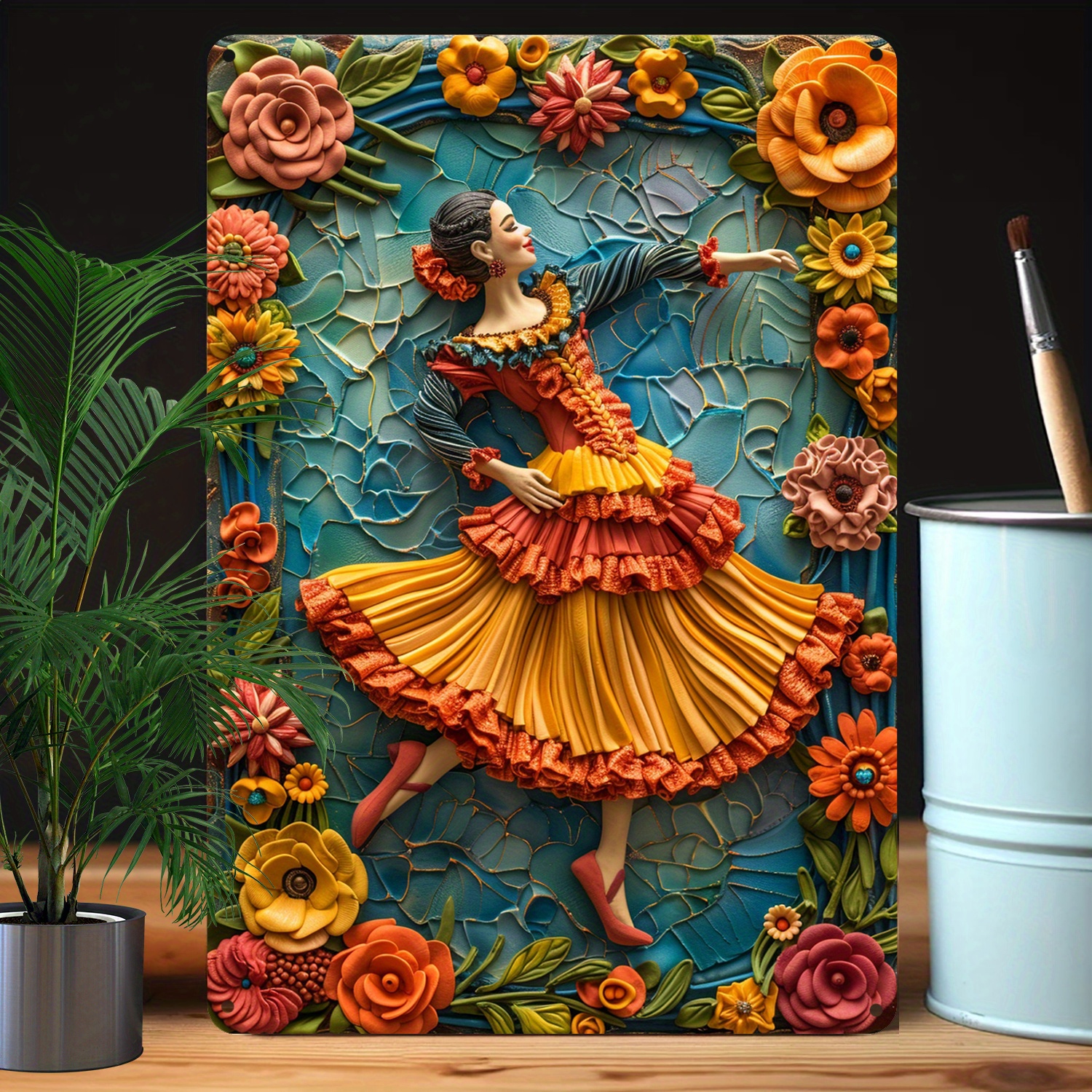 

Flamenco Dance Of Spain Theme Aluminum Metal Wall Art, 1pc 8x12 Inch Vintage Style Decorative Tin Sign, High Durability Moisture Resistant, Ideal For Home, Office, And Store Decoration A3262