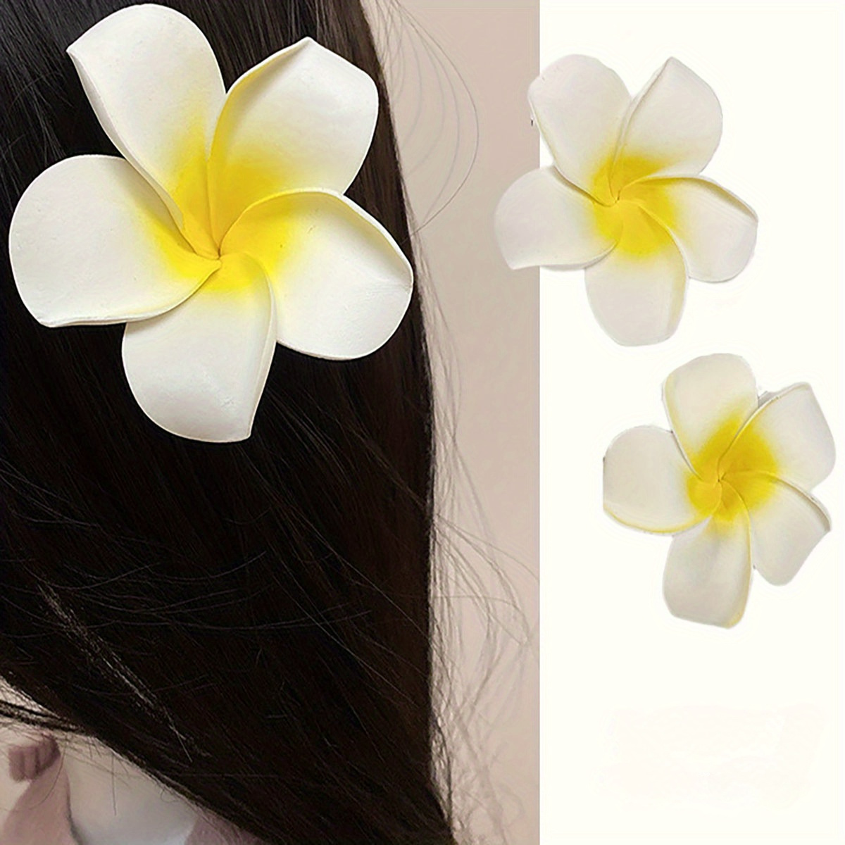 10 Pirasong Simpleng Hawaiian Flower Hair Clips - Plastik Na Barrettes ...