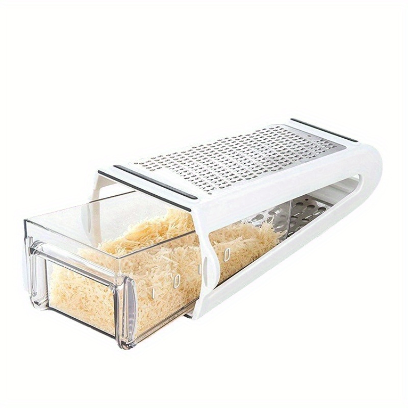 1pc stainless steel double sided cheese grater with built in storage container multifunctional kitchen tool for shredding cheese butter and vegetables   for   and space saving storage