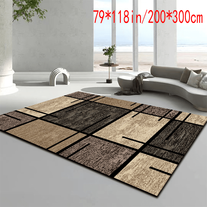 TEMU Imitation Cashmere   /mÂ²   Backing   12mm Thickness. Simple Vintage Geometric Pattern European-style Carpet, Large Area Rug For Living Room,