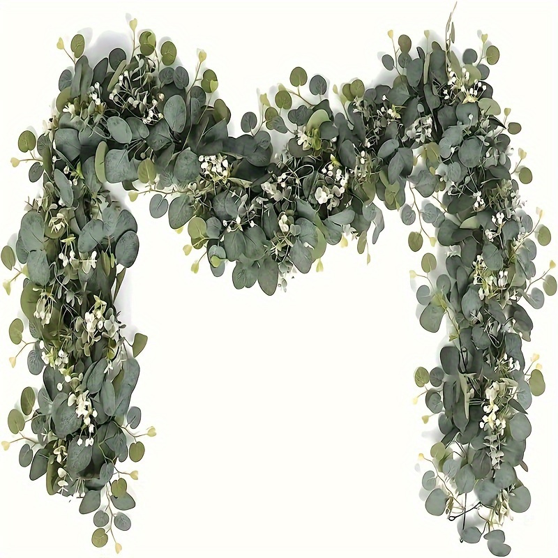 

Silvery Dollar Eucalyptus Wreath - 179.83cm Artificial Boxwood Greenery Vine For Wedding, Baby Shower, Party Table Runner & Home Decor