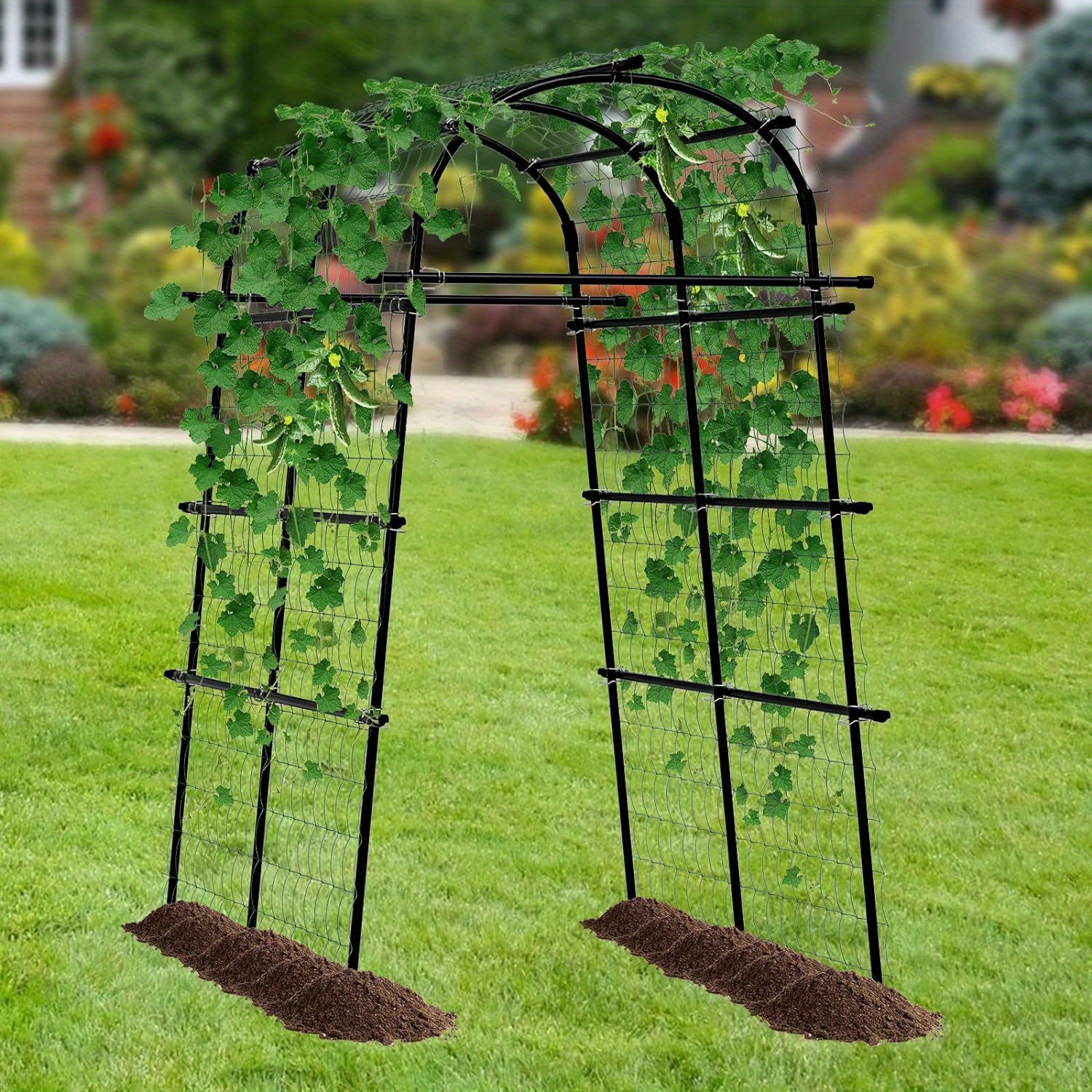 

Garden Arch Trellis For Climbing Plants Outdoor, 82.67" Extra Tall Stainless Steel Plant Support Trellis Tunnel For Climbing Vine Vegetable/fruit/flower Yard Lawn Garden, Lightweight