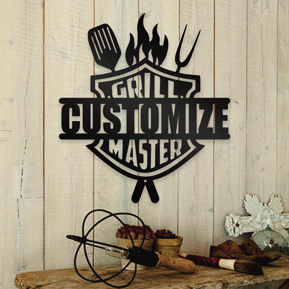 

Custom Bbq Grill Name Sign - Personalized Metal Wall Art For Home & Room Decor, Perfect Housewarming Gift