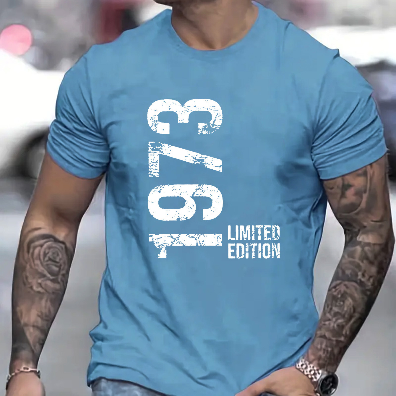 

Limited Edition 1973 Letter Print, Men's Round Neck Short Sleeved, Simple Style T-shirt, Fashionable And Suitable T-shirts, Spring And Summer Vacation Casual Men's Clothing As A Gift