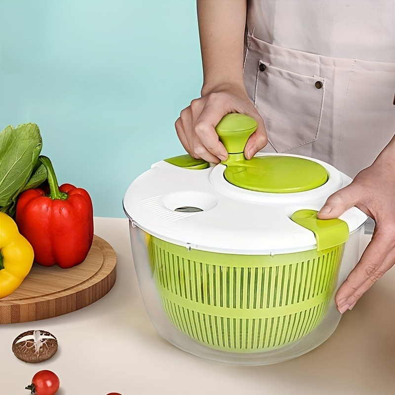 TEMU Salad Spinner & Vegetable Dryer - Manual Lettuce And Fruit Dehydrator, Perfect For Home Kitchens