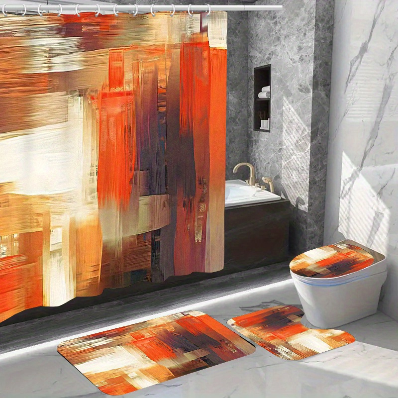 

1pc/4pcs Shower Curtain 12 Bathroom Mat Rug Carpet Polyester Curtain For Bathroom Accessories