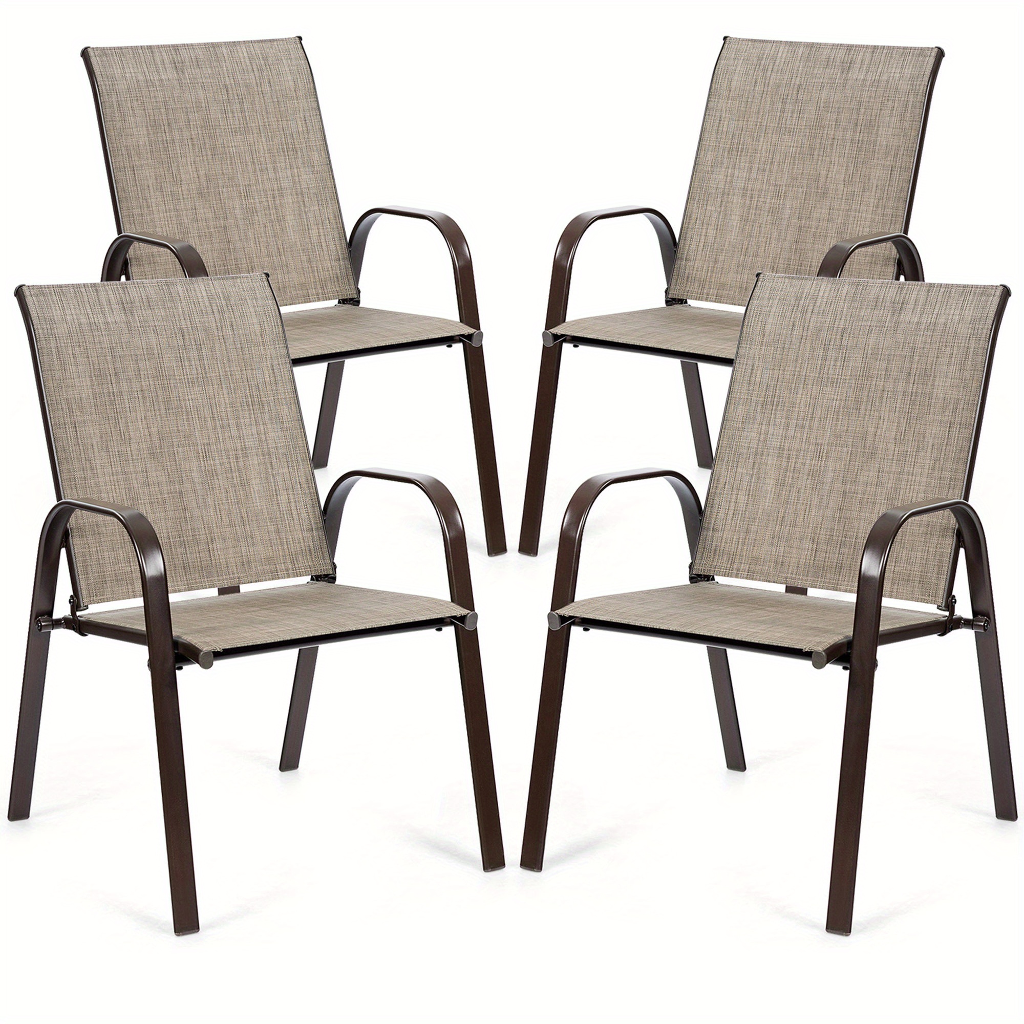 

Gymax Set Of 4 Patio Chairs Dining Chairs W/ Steel Frame Yard Outdoor Grey