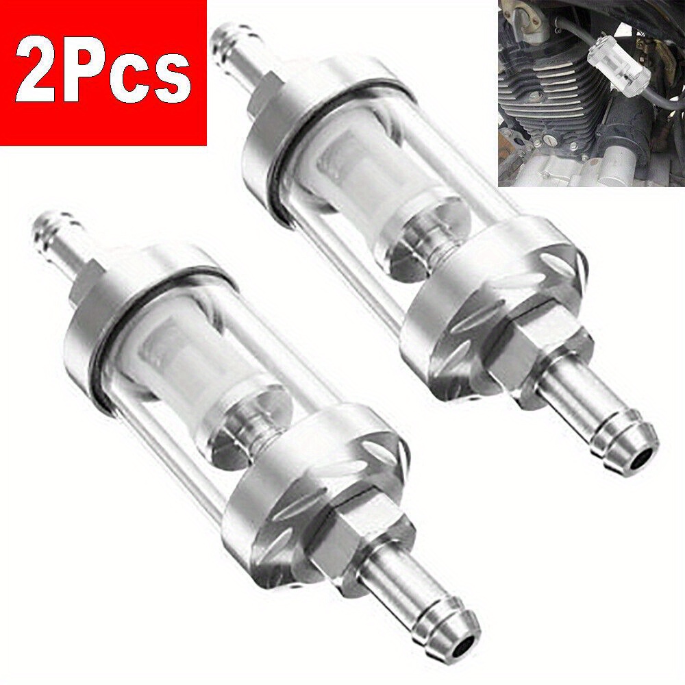 E-shop Set mit 2 waschbaren Chrome-Glas Inline-Kraftstofffiltern für 8-mm-Motorräder