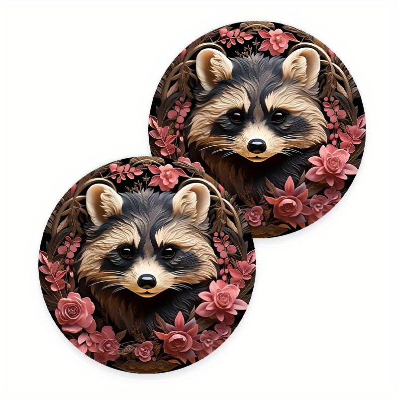 TEMU 2pcs Cute Pattern Car Coasters,2.75-inch Car Non-slip Drink Cup Mat, To Your Car Cup Holders Pu Coaster, ,car Interior Accessories Mat For Women Men, Gifts.