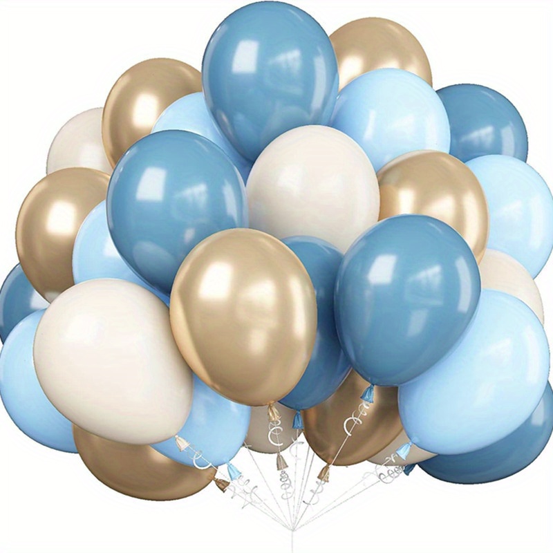 

45-piece Elegant Blue, Sand & Metallic Balloon Set - Ideal For Weddings, Birthdays, Graduations & More - High-quality Latex, Suitable For Indoor/outdoor Celebrations