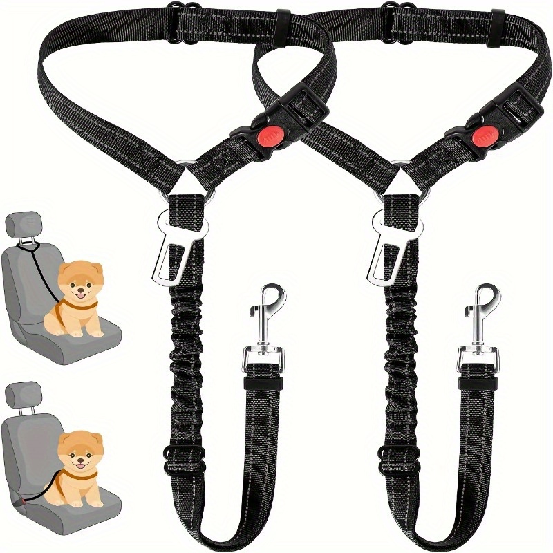 

Adjustable Dog Seatbelt Harness With Leash - Nylon Car Safety Belt For Pets, Travel Gear With And Clip, Ideal For Cars And Suvs