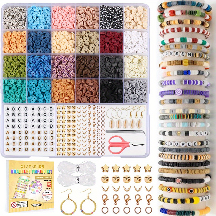 

2000-8000pcs Diy Plastic Slice Bead Bracelet & Necklace Making Kit, With Pendants, Charms & Elastic Strings, For Jewelry Making Bracelet And Other Creative Decors Handmade Craft