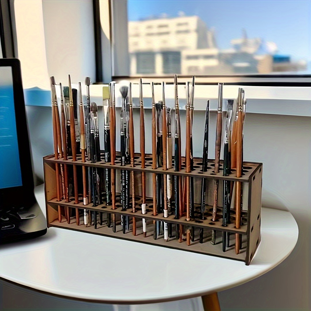 

Sleek Wooden & Pen Organizer - Lightweight, Embedded Design For Desk | Ideal For Artists & Office Use, Artist Tool Storage|embedded Installation| Arrangement, Cute Office Supplies