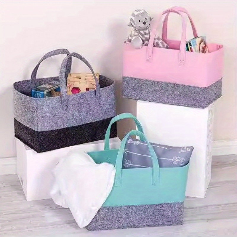 

Felt Tote Bag Large Capacity Shopping Bag, Foldable Tote Bag For Toy Book Storage Bag With Handle