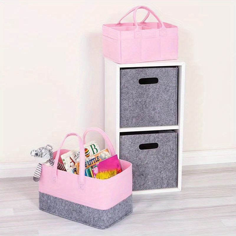 felt tote bag large capacity shopping bag foldable tote bag for toy book   storage bag with handle details 2