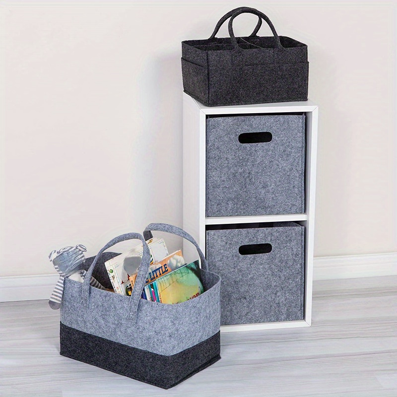 felt tote bag large capacity shopping bag foldable tote bag for toy book   storage bag with handle details 6