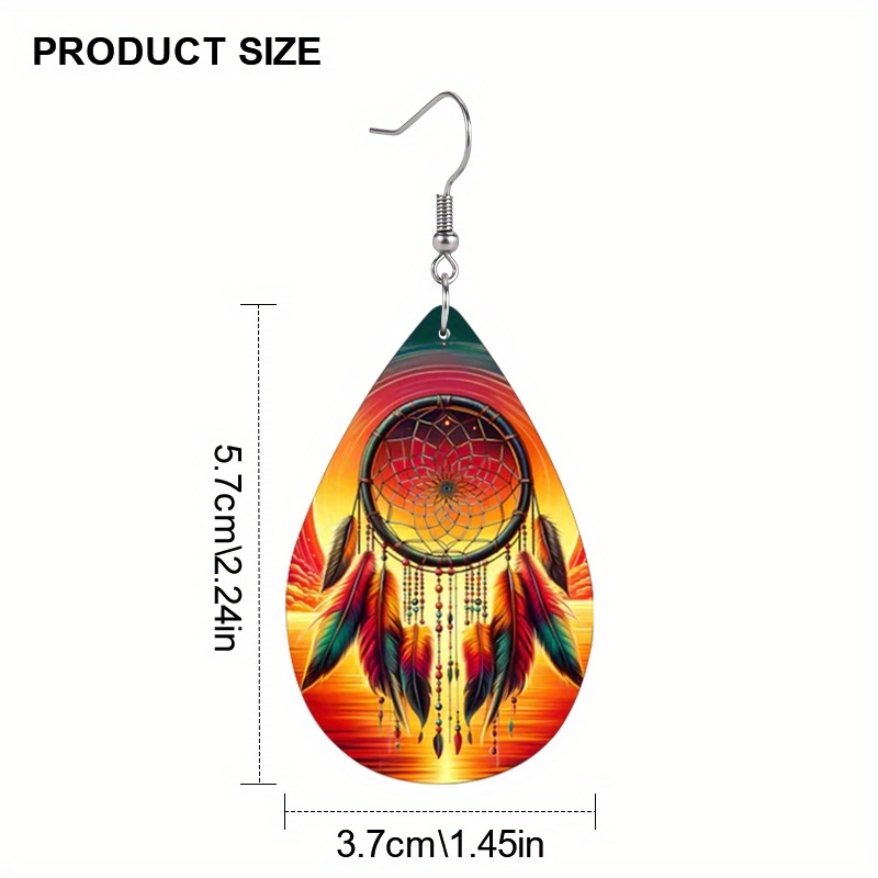 Bohemian Style Orange Faux Leather Dangle Earrings