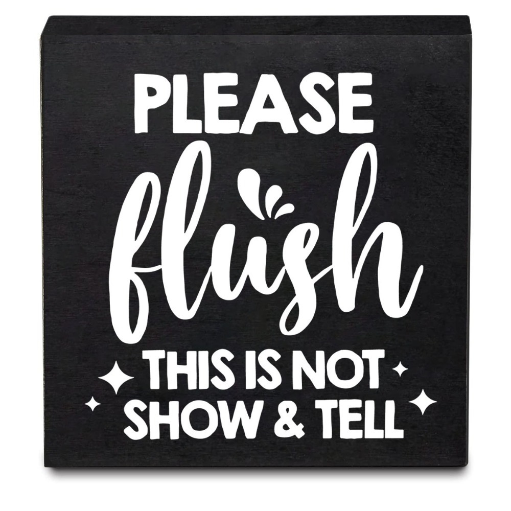 

1pc, Please Flush This Is Not Sign Decor, Desk Sign, Funny Bathroom Rules Wooden Box Sign, For Home Office Restroom Toilet Shelf Table Decorations