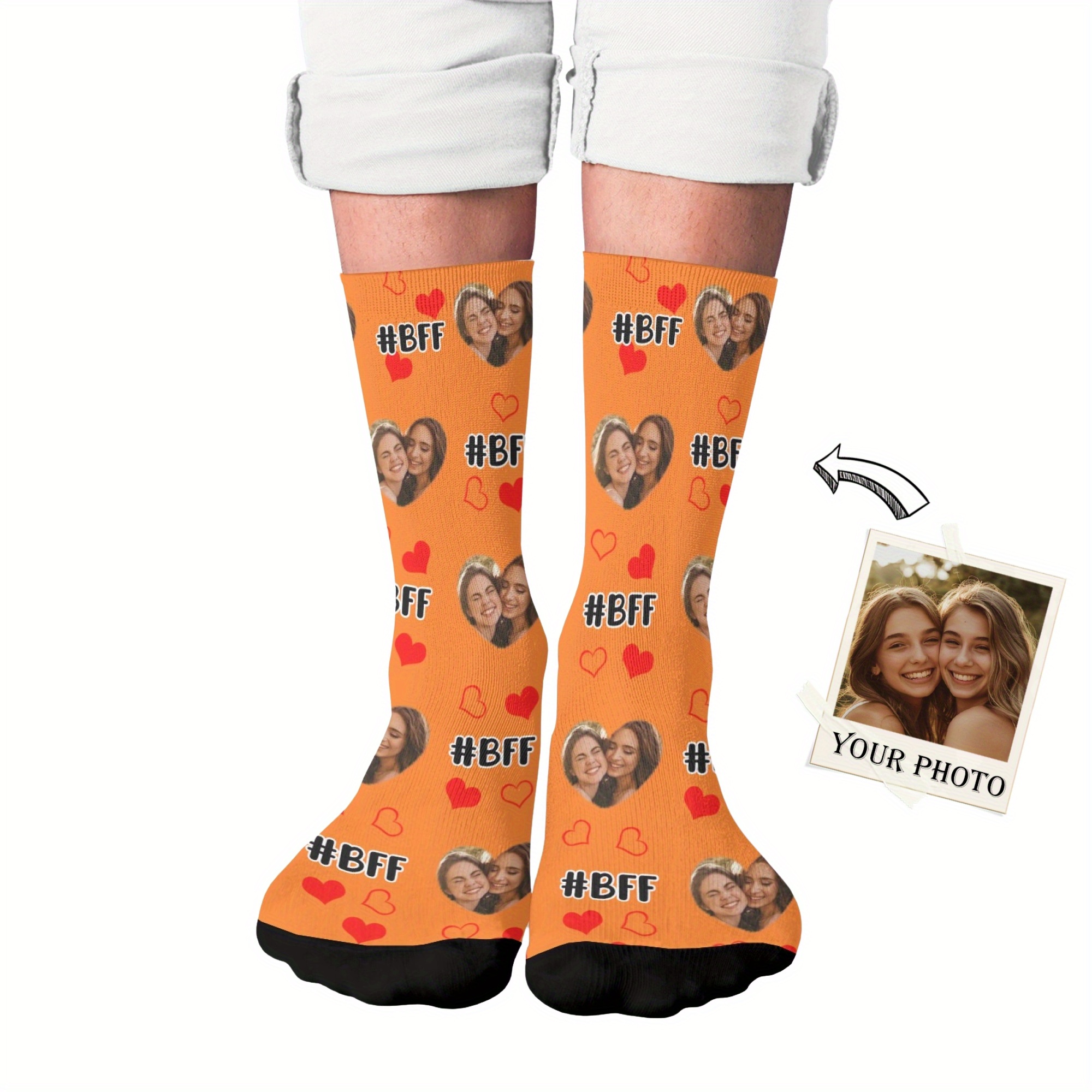 TEMU [diy] Custom Face Socks, Personalized Photo Print Socks, Holiday Face Socks, Custom Photo Socks With Text, Anniversary Gift For Boyfriend, Fun